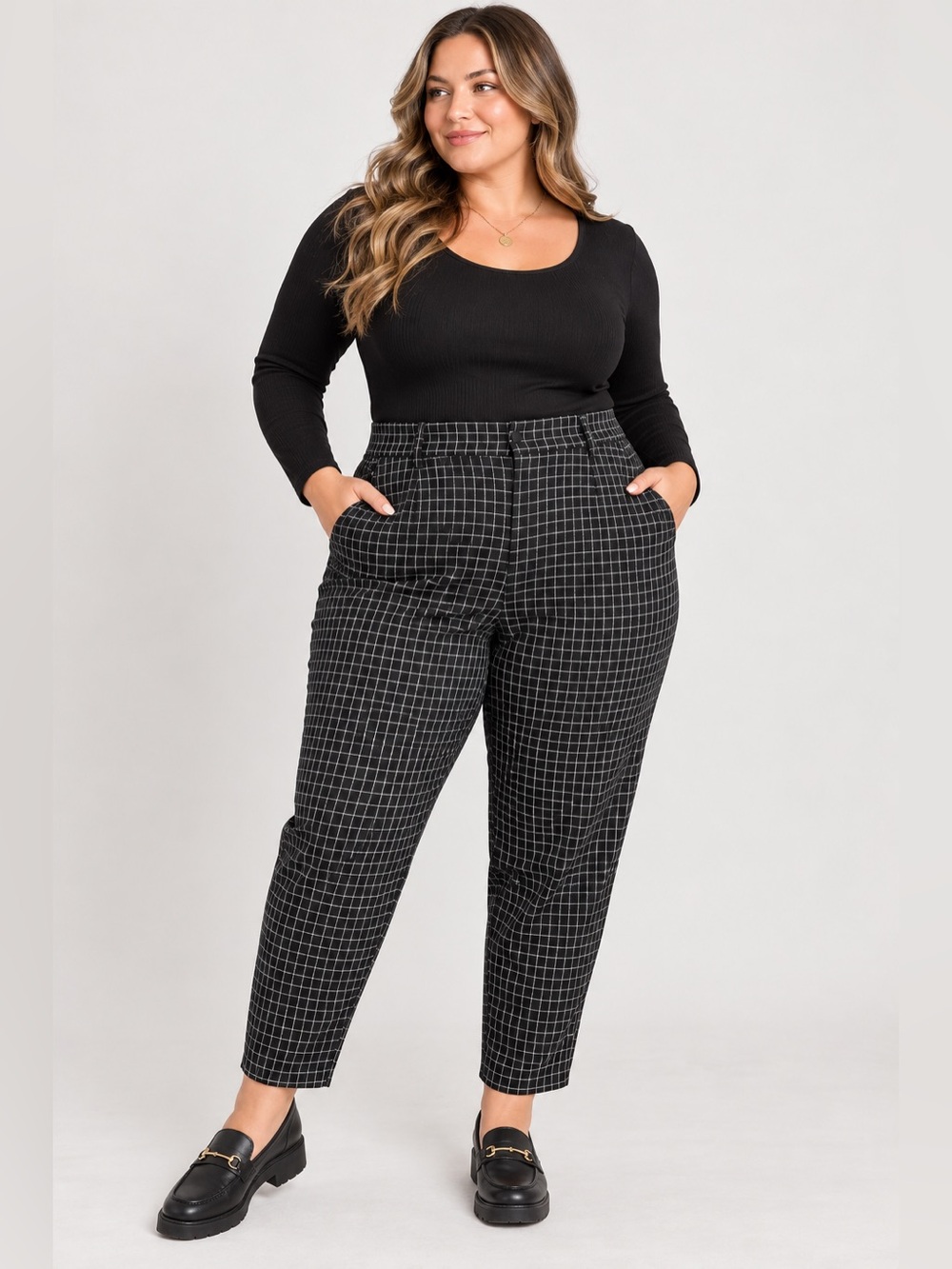 JULES & LEOPOLD | Black Grid-Print Women's Trousers
